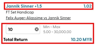 what is set handicap in tennis betting odds 2