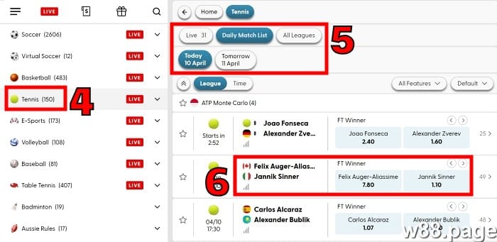 what is set handicap in tennis betting step 2