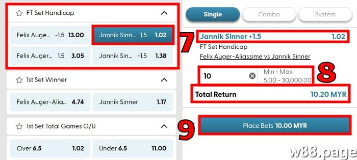 what is set handicap in tennis betting step 3