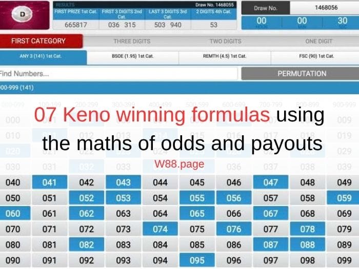 07 Keno winning formulas using the maths of odds and payouts
