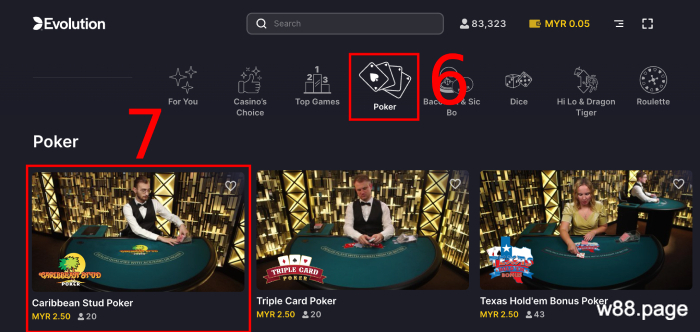 select-caribbean-stud-poker-in-evolution-lobby