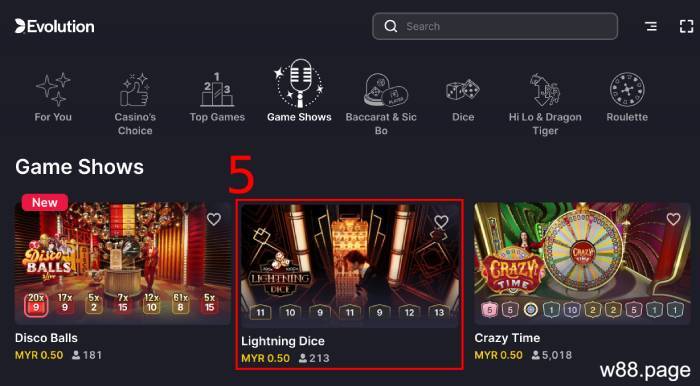 select-lightning-dice-in-evolution-lobby